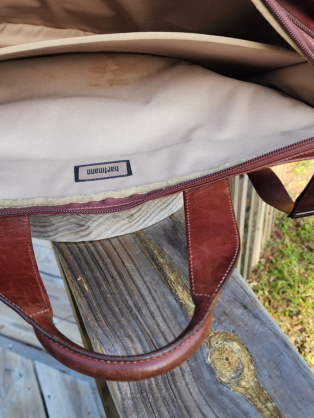 Hartmann Classic Brown Leather Laptop Briefcase with Shoulder Strap